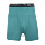 Hanes Men's 3-Pack Tagless 100% Cotton Boxer Briefs with X-temp and FreshIQ Technology - Extended Sizes Blue/Green 4X-Large