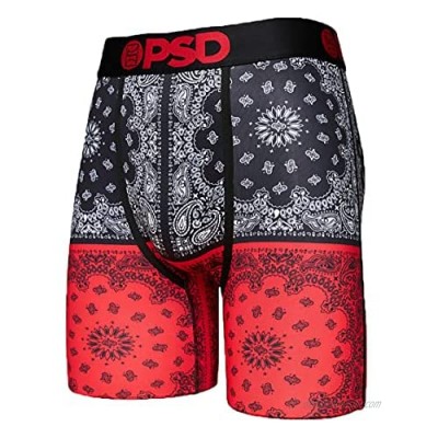 PSD Underwear Men's Stretch Wide Band Boxer Brief Underwear - Bandana Print | Breathable  7 inch Inseam |