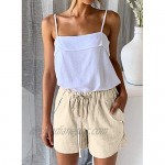 AROGONE Womens Comfy Drawstring Elastic Waist Loose Linen Shorts with Pockets