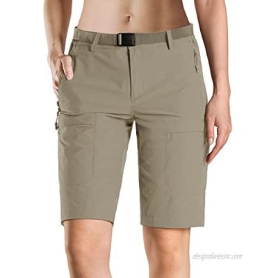 FREE SOLDIER Women's Hiking Cargo Shorts UPF 50+ Outdoor Quick Dry Nylon Shorts with Belt (Classic Mud 4W/11L)