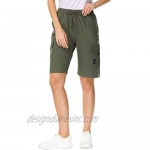 HOW'ON Women's Casual Cotton Multi Pockets Loose Fit Ripstop Bermuda Cargo Shorts