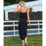 LILBETTER Women's Adjustable Strappy Split Summer Beach Casual Midi Dress