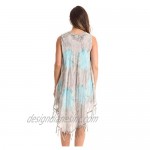 Riviera Sun Ombre Tie Dye Summer Dress with Floral Painted Design