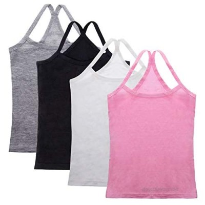 Anktry 2-8 Years Little Girls Solid Colors Soft Camisole Undershirts 4 Pack Kids Comfort Breathable Tank Tops