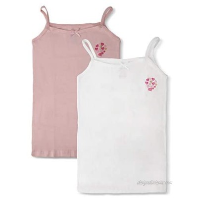 Brix Girls' Cami Cotton Undershirts -White Pink 2-Pack Tagless Tank top Toddler.