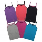 Buyless Fashion Girls Tagless Cami Scoop Neck Undershirts Cotton Tank with Trim and Strap (12 Pack)