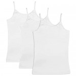 CAOMP Girl’s Cami Tank Tops (3-Pack) Organic Cotton Spandex Undershirts Adjustable Spaghetti Straps