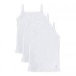 Feathers Girls Solid White Snug Fit Tagless Cami Vest - 100% Cotton Super Soft Undershirts (3/Pack)