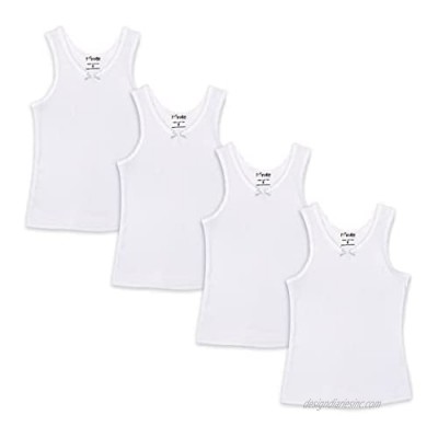 Jack and Jill Girls Ultra Soft 100% cotton White Camisole Tank Top undershirts (4 Pack)