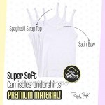 Rene Rofe Girls Solid White Tagless Cami Super Soft Undershirts (3/Pack)