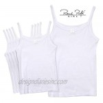 Rene Rofe Girls White Undershirt Camisole Tank Top - Supersoft Tagless Cami (6 Pack)