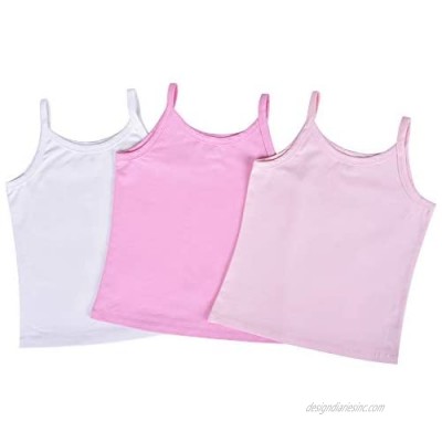 Sunny Fashion Girls Undershirt 3-Pack Cami Camisole Tank Tops Cotton Size 2-12