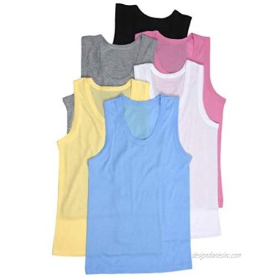 ToBeInStyle Girl’s Junior’s Pack of 6 100% Cotton Ribbed Essential Tank Tops