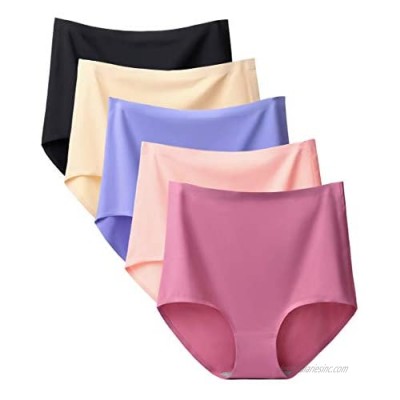 Buankoxy 5 Pack Women's Seamless Invisible Hipster Panties High Waist Underwear  Assorted Colors