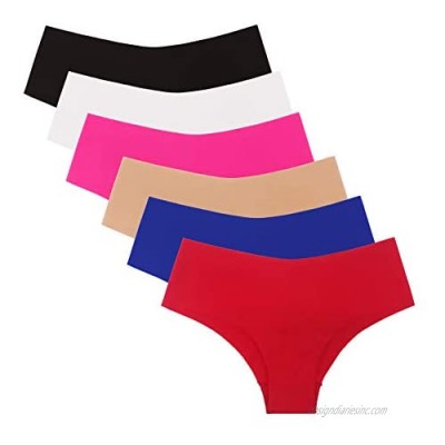SHEKINI Underwear Smooth Stretch Invisible Cheeky Hipster Panties for Women 6 Pack