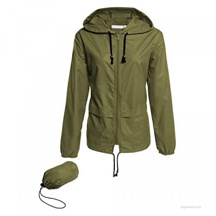 Avoogue Raincoat Women Lightweight Waterproof Rain Jackets Packable Outdoor Hooded Windbreaker