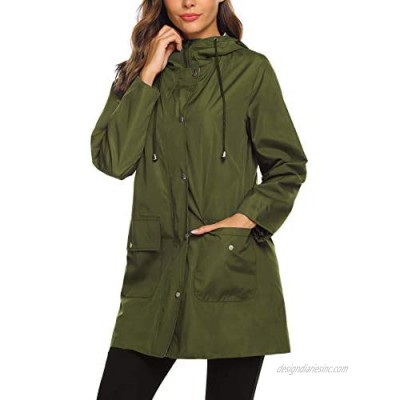SUNAELIA Rain Jacket Raincoat Women Waterproof Lightweight Hooded Rain Coat Active Outdoor Windbreaker Trench Coat S-XXL