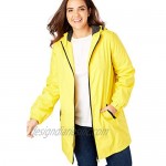 Woman Within Women's Plus Size Hooded Slicker Raincoat