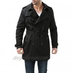 BGSD Men's Waterproof Double Breasted Mid Length Trench Coat with Removable Liner