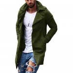 Mens Double Breasted Trench Coat Notched Lapel Casual Slim Fit Cotton Long Windbreaker Overcoat