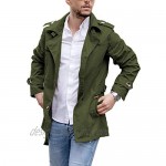 Mens Lightweight Safari Jacket Lapel Trench Coat Button Up Loose Fit Solid Cotton Blazer Jacet