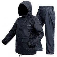 Rain Suits for Mens/Womens Waterproof Lightweight for Work Rain Gear Protective Rainwear Rain Coats (Jacket & Pants)(Small  Black)