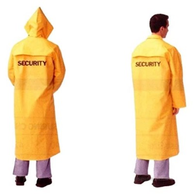 SECURITY GUARD Long 49" Rain Coat Poncho Rain Gear YELLOW Size EXTRA LARGE XL