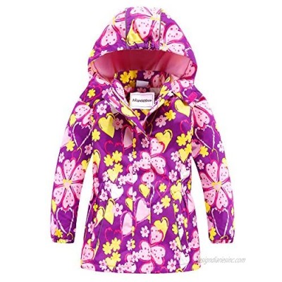 Aiyukker Girls Rain Jacket Lightweight Waterproof Raincoat Outdoor Hooded Fleece Lined Windbreaker Jacket for Kids