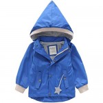 BINIDUCKLING Girl Jacket Hooded Windbreaker Waterproof Zip Up Button Outwear Kid Rain Coat