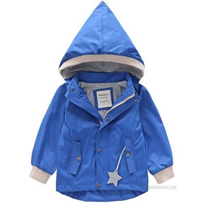 BINIDUCKLING Girl Jacket Hooded Windbreaker Waterproof Zip Up Button Outwear Kid Rain Coat