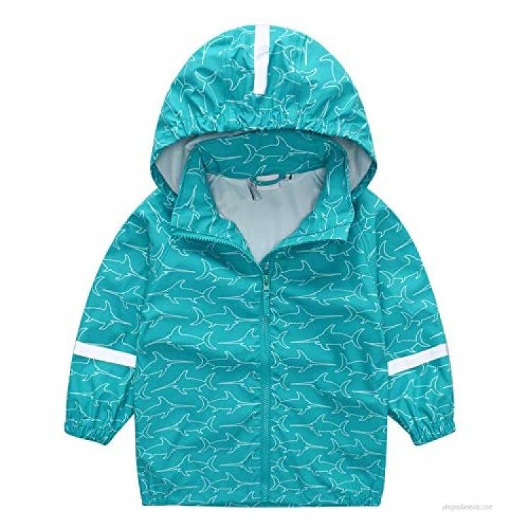 Hiheart Girls Waterproof Rain Jacket Hooded Lightweight Windbreaker