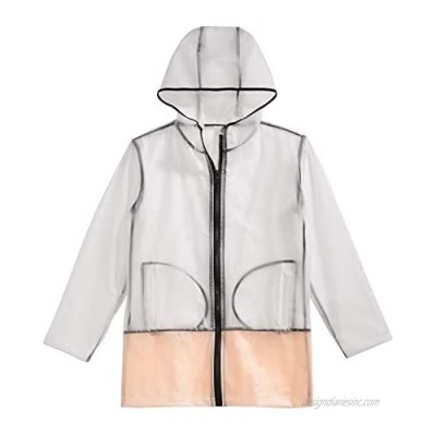 Ideology Transparent Hooded Rain Jacket  Big Girls Bright White Size