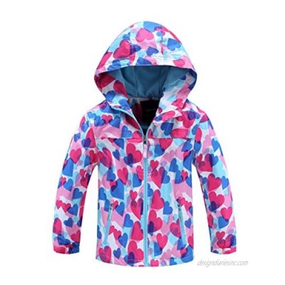 M2C Girls Outdoor Floral Fleece Lined Light Windproof Jacket with Hood