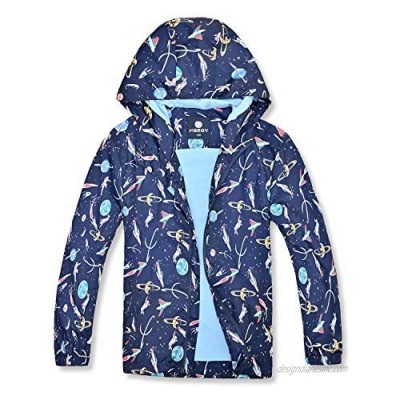 MGEOY Girls Rain Jackets Lightweight Waterproof Hooded Cotton Raincoats Windbreakers for Kids