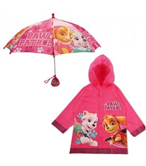 Nickelodeon Kids Umbrella and Slicker  Paw Patrol Toddler and Little Girl Rain Wear Set  for Ages 2-7