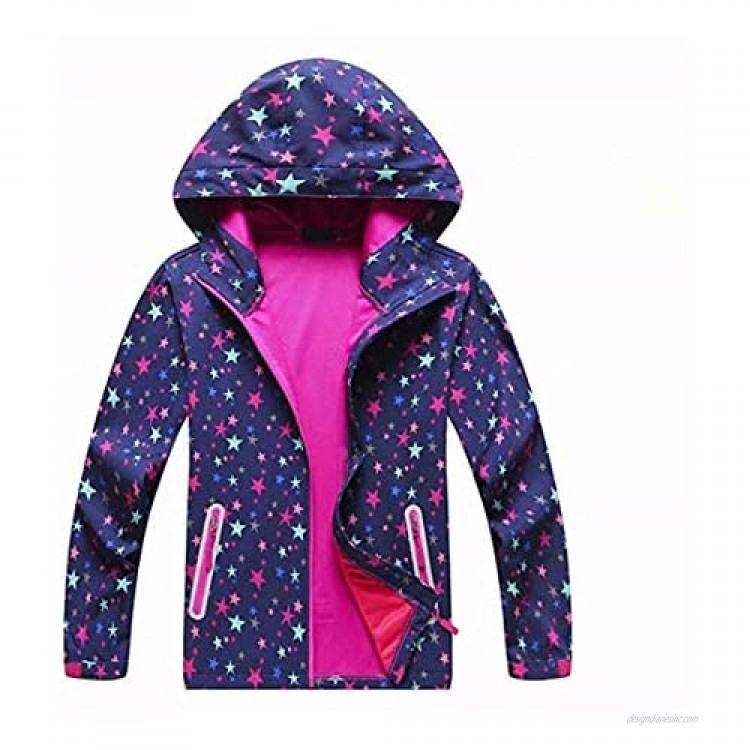 OLEK Girls Waterproof Rain Jackets Coats Outdoor Light Windproof Windbreaker Jacket with Hood