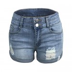 Denim Shorts for Women Pants for Women High Rise Ripped Jean Shorts Stretchy Folded Hem Hot Short Jeans