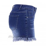 FOURSTEEDS Women's Patchwork Patch Mini Hot Summer Denim Shorts Distressed Ripped Jeans