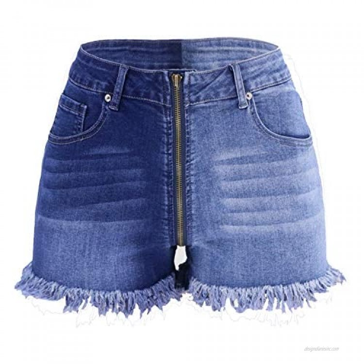 FOURSTEEDS Women's Patchwork Patch Mini Hot Summer Denim Shorts Distressed Ripped Jeans