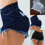 NREALY 2021 Sexy Womens Denim Shorts Ripped Hem Pocket Casual Shorts Jeans