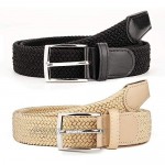 2 Pack Elastic Braided Woven Canvas Belts for Men and Women