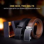 2 Pack Leather Ratchet Belt for Men Adjustable Dress Belt with Click Sliding Buckle in Gift Box Trim to Fit