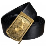 Barry.Wang Mens Ratchet Belt Genuine Leather Belt with Automatic Buckle Alloy Gift Set for Men