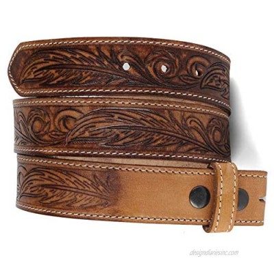 Belt for buckle Western Leather Engraved Tooled Strap w/Snaps for Interchangeable Buckles  USA…