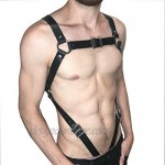 LISBLIER Men's Leather Body Chest Half Harness Belt Punk Adjustable PU Leather Belt High Elastic
