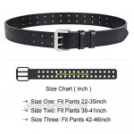 Men's Double Prong Belt 2 Holes Leather Jeans Belt for Men 1.47 inches Wide