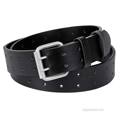 Men's Double Prong Belt  2 Holes Leather Jeans Belt for Men 1.47 inches Wide
