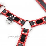 Men's Leather Body Chest Harness Belt with Double-Shoulder Cage Belt Adjustable Red