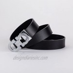 Men's Trendy Dress Belts Comfort Leather Adjustable Gold Buckle Fashion Belt by Trim to Fit For Men Gifts (Silver-2)
