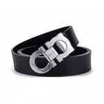 Men's Trendy Dress Belts Comfort Leather Adjustable Gold Buckle Fashion Belt by Trim to Fit For Men Gifts (Silver-2)